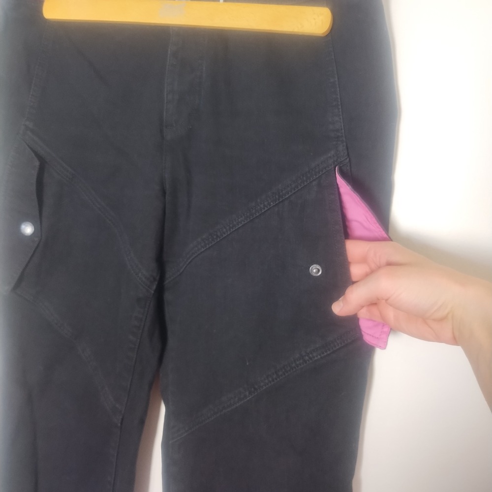 Tommy Hilfiger Y2K Vintage Cargo Pants Women's 10 Black Utility Grunge Flag